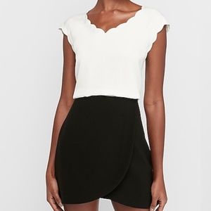 Express XS scalloped satin blouse NWOT